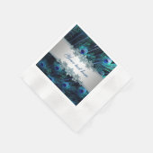Koninklijk Blauw Zilveren Pauw Servet (Hoek)