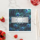Koninklijk Blauw Zilveren Pauw Servet (Insitu)