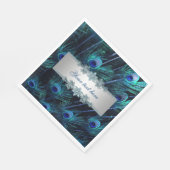 Koninklijk Blauw Zilveren Pauw Servet (Hoek)