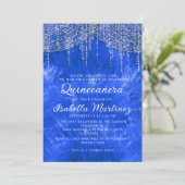 Koninklijk Blauw Zilveren Slingerlicht Elegante Qu Kaart (Staand voorkant)