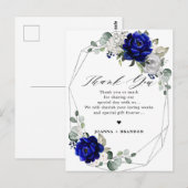 Koninklijk blauw zilveren wit Geometric Weddenscha Briefkaart (Voorkant / Achterkant)