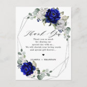 Koninklijk blauw zilveren wit Geometric Weddenscha Briefkaart (Voorkant)