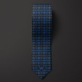 Koninklijk Blauw & Zwart Arabesk Monogram Stropdas