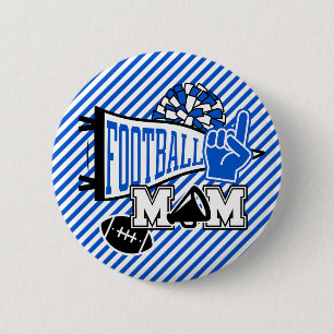 Koninklijk Blauw Zwart en Wit Voetbalmoeder Ronde Button 5,7 Cm