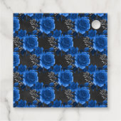 Koninklijk Blauw, Zwart en Zilver Bloemmotief Bedankjes Labels (Achterkant)