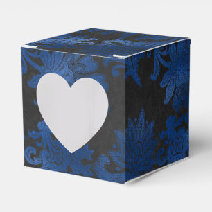 Koninklijk Blauw, Zwart en Zilver Damast Bedankdoosjes