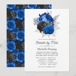 Koninklijk Blauw, Zwart en Zilveren Bloemenschouwe Kaart