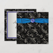 Koninklijk Blauw Zwart Smoking Zwart Damast Feest  Kaart (Voorkant / Achterkant)