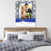 Koninklijk Blauw, Zwart, Wit Damast Bruiloft Canva Canvas Afdruk (Insitu (Slaapkamer))