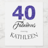 Koninklijk Blauwe 40 en Fabulous 40ste Verjaardags Wijn Etiket (Enkel label)