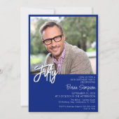 Koninklijk Blauwe 50e Verjaardagsfoto Kaart (Voorkant)