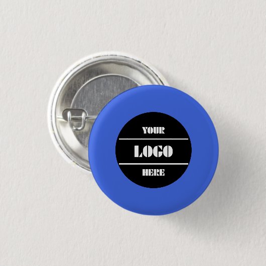 Koninklijk blauwe aanpasbare effen ronde knopspeld button 3,2 cm (Voorkant /achterkant)