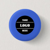 Koninklijk blauwe aanpasbare effen ronde knopspeld button 3,2 cm (Voorkant)
