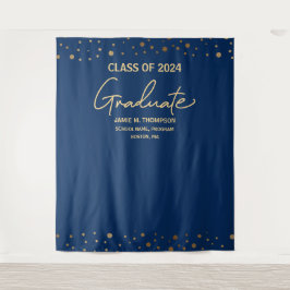 Koninklijk blauwe achtergrond voor diploma-uitreik wandkleed