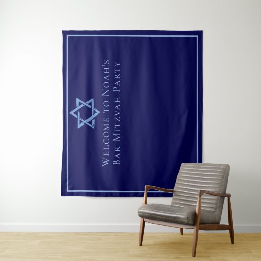 Koninklijk Blauwe Bar Mitzvah-feestfoto booth Wandkleed (In situ)