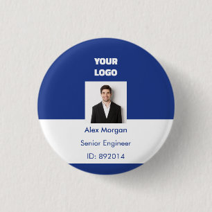 Koninklijk Blauwe Bedrijfsleiders Foto ID-badge Ronde Button 3,2 Cm