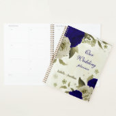 Koninklijk blauwe beige bloemige bruiloft planner (Display)
