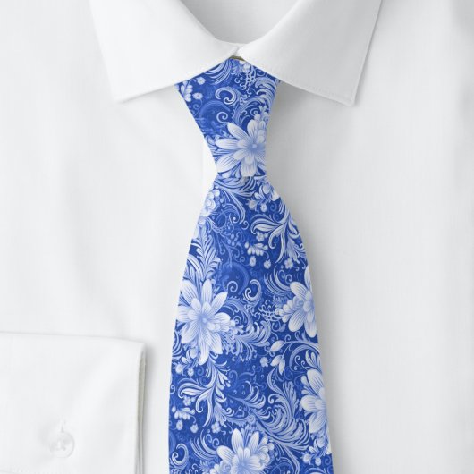 Koninklijk Blauwe Bloem Batik Stropdas