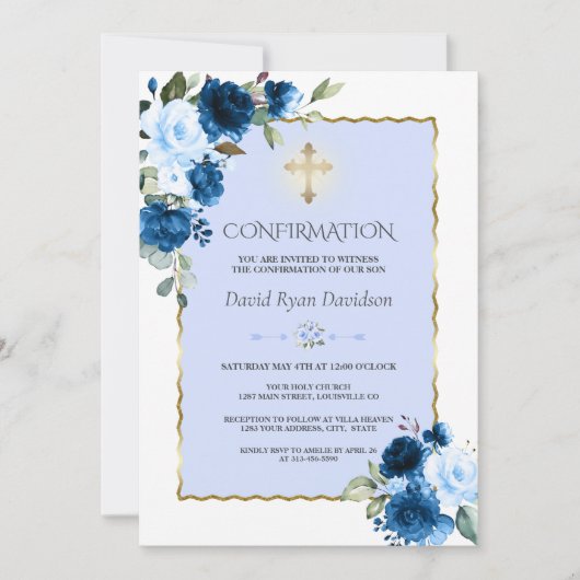 Koninklijk Blauwe Bloem Gouden Kruis Jongensbevest Kaart (Voorkant)