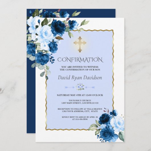 Koninklijk Blauwe Bloem Gouden Kruis Jongensbevest Kaart (Voorkant / Achterkant)