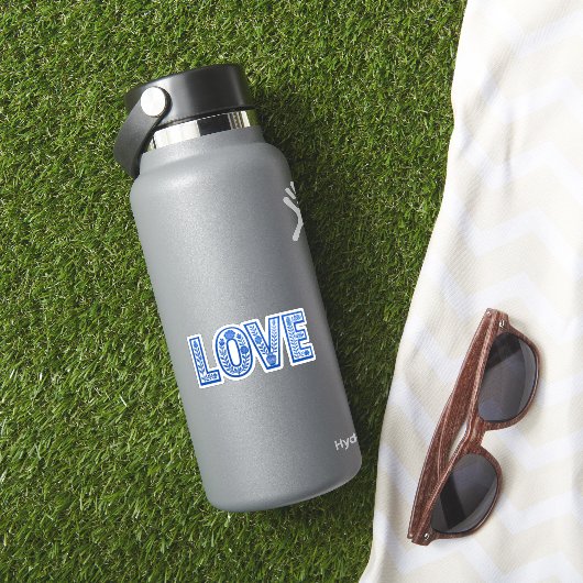 Koninklijk Blauwe Bloem "LIEFDE" Sticker (HydroFlask Insitu)