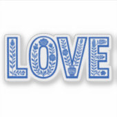 Koninklijk Blauwe Bloem "LIEFDE" Sticker (Voorkant)