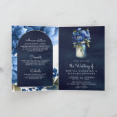Koninklijk Blauwe Bloem Mason Jar QR Code Trouwdag (Binnen)