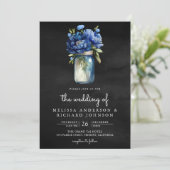 Koninklijk Blauwe Bloem Mason Jar QR Code Zwarte H Kaart (Staand voorkant)