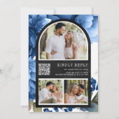 Koninklijk Blauwe Bloem Mason Jar QR Code Zwarte H Kaart (Achterkant)