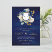 Koninklijk Blauwe Bloem QR Code Foto Wapenschild T Kaart (Staand voorkant)