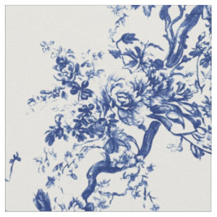 Koninklijk Blauwe Bloem Tak Toile Stof