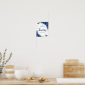 Koninklijk blauwe bloem vlinders Quinceañera favor Poster (Keuken)