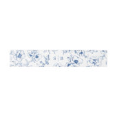 Koninklijk Blauwe Bloementuin Monogram Bruiloft Uitnodigingen Wikkel (Vlak)