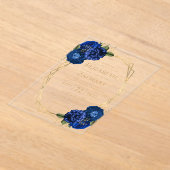 Koninklijk Blauwe Bloemige Gouden Geometrische Tro Acryl Uitnodigingen (Laagn)