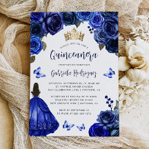 Koninklijk Blauwe Bloemige Quinceañera