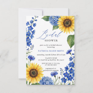 Koninklijk Blauwe Bloemige Zonnebloemen Moderne Br Kaart