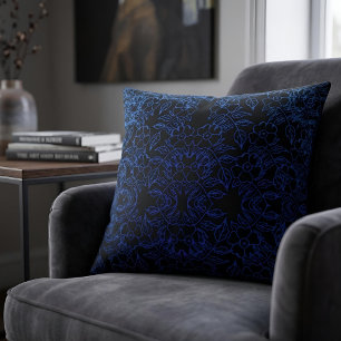 Koninklijk Blauwe Bloemrijke Barokke Kunst op Zwar Kussen