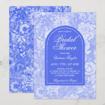 Koninklijk Blauwe Bloemrijke Victoriaanse Bruidssh
