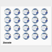 Koninklijk Blauwe Bloemrozen Bruine Prinses Zilver Ronde Sticker (Vel)
