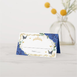 Koninklijk Blauwe Bloemvlinder Quinceañera Sweet 1 Plaatskaartje