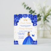 Koninklijk Blauwe Blonde Haren Prinses Sweet Sixte Briefkaart (Staand voorkant)