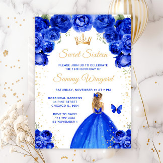 Koninklijk Blauwe Blonde Haren Prinses Sweet Sixte Kaart