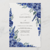 Koninklijk Blauwe Botanische Whimsy Bruiloft Kaart (Voorkant)
