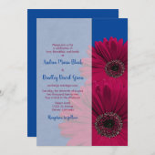 Koninklijk Blauwe Bourgondië Gerbera Daisy Bruilof Kaart (Voorkant / Achterkant)