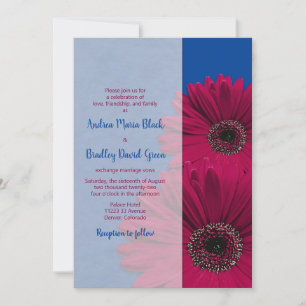 Koninklijk Blauwe Bourgondië Gerbera Daisy Bruilof Kaart