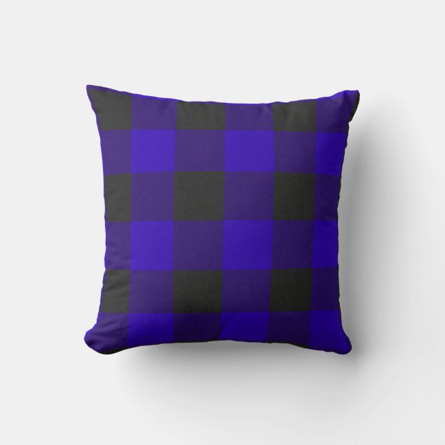 Koninklijk Blauwe Buffalo Plaid Rut Accent Kussen (Voorkant)