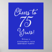 Koninklijk Blauwe Cheers voor 75 Jaar Verjaardagsf Poster (Voorkant)