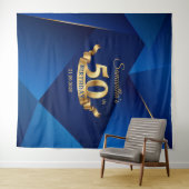 Koninklijk blauwe chic moderne 50e verjaardag acht wandkleed (In Situ (horizontaal))