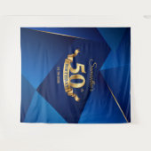Koninklijk blauwe chique moderne 50e verjaardag ac wandkleed (Voorkant (horizontaal))