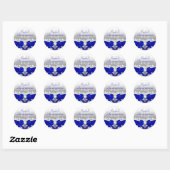 Koninklijk Blauwe Damast & Parel Boog Quinceanera Ronde Sticker (Vel)